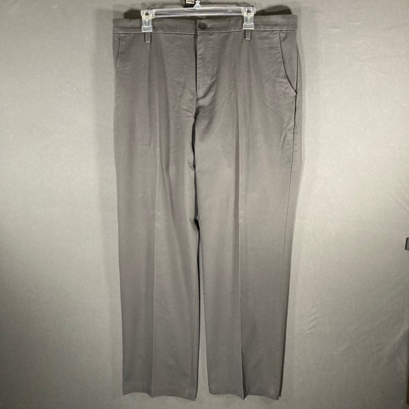 Dockers Mens Flat Front Pants Work Casual Smart 38x30 Gray Waterless - Picture 1 of 10